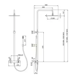 душевой комплект paini cox с термостатом, черный 78pq689th