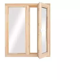 Двухстворчатое деревянное окно с однокамерным стеклопакетом 116х132см