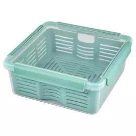 Емкость для продуктов 2,5л Plastteam COPENHAGEN с решеткой для слива квадратная PT1538