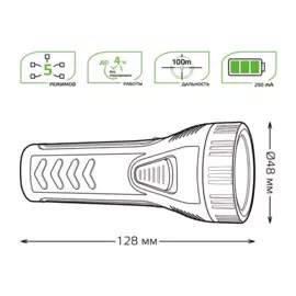 фонарь ручной gauss gfl101 1w 50лм ip30 gf101