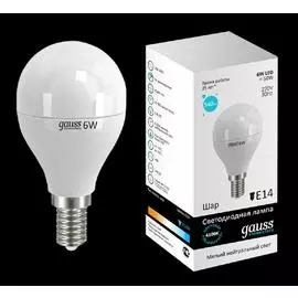 Gauss Лампа LED Elementary G45 E14 6W 4100K