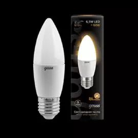 Gauss Лампа LED свеча 6,5W E27 2700K FR