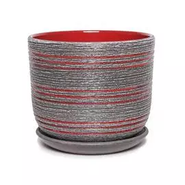 горшок лофт серо-красный бук №3