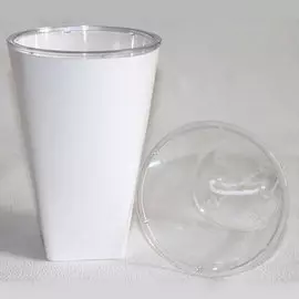 Горшок пластиковый Бриз белый d15, h25 с фитильным поливом+вкладка