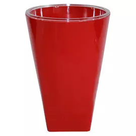 Горшок пластиковый Бриз красный D12,5 h18 с фитильным поливом+вкладка