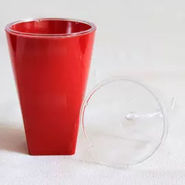 Горшок пластиковый Бриз красный d15, h25 с фитильным поливом+вкладка