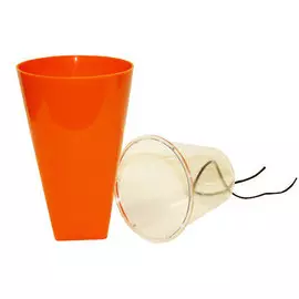 Горшок пластиковый Бриз оранжевый d15, h25 с фитильным поливом+вкладка