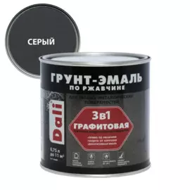 грунт-эмаль dali по ржавчине 3 в 1 графитовая серая 0,75л