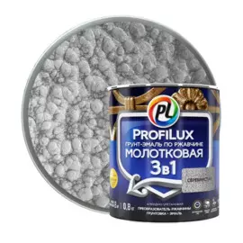 грунт-эмаль profilux по ржавчине 3 в 1 молотковая серебро 0,8кг