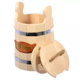 кадка для воды и заготовки солений 5 л. с крышкой и гнётом, липа банные штучки