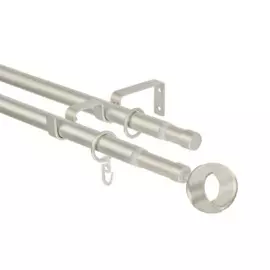 карниз телескоп эскар 16/19мм 160-320см двухрядный матовый никель, наконечник кольцо 3332161947554