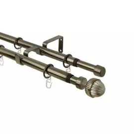 карниз телескоп эскар 16/19мм 160-320см двухрядный золото антик, наконечник орех 3332161948551