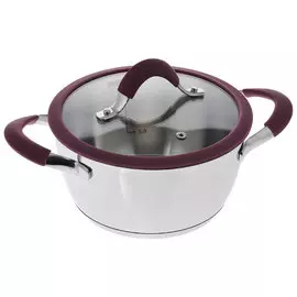 Кастрюля 2,1л 18*9,5см Farve, бордо, со стальной крышкой и отверстием для выпуска пара