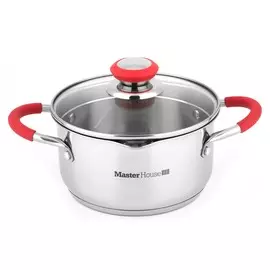 кастрюля 2,3л мастер хаус нерж.сталь со стеклянной крышкой 75040