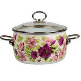 Кастрюля эмалированная 1,5л сфер. VIOLETA нерж. ручки, со стекл. крышкой 1SA165S.V
