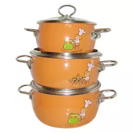 Кастрюля эмалированная 2,0л сфер. ПОВАРЕНОК белоснежная/морковь 8SC165S