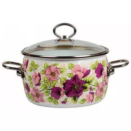 Кастрюля эмалированная 3,0л сфер. VIOLETA нерж. ручки, со стекл. крышкой 1SA205S.V