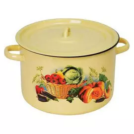 Кастрюля эмалированная 7,0л цилиндр. крем 1с18с