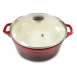 Кастрюля BELEZZA VICENZA d-28см чугун, эмаль, овальная со стекл. крышкой