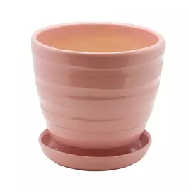 керамический горшок с подставкой, 2,4л., д175 ш175 в160, коралловый (глянец)