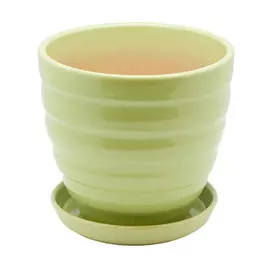 керамический горшок с подставкой, 2,4л., д175 ш175 в160, зеленый (глянец)