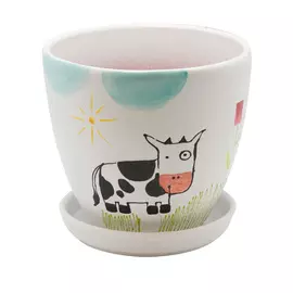 керамический горшок детский с подставкой "корова", 2,4л., д175 ш175 в160