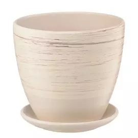 керамический горшок с подставкой волна, 1,4л., д145 ш145 в130, бежевый (матовый)