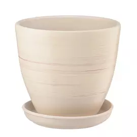 керамический горшок с подставкой волна, 2,4л., д175 ш175 в160, бежевый (матовый)