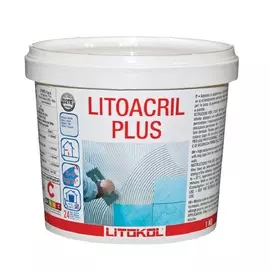 клей для плитки и мозаики готовый litokol litoacril plus, цвет белый, (класс d2te), 1 кг