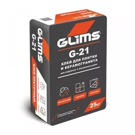 клей для плитки универсальный glims g-21, 25 кг