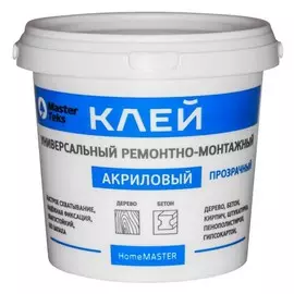 клей masterteks акриловый ремонтно-монтажный 900мл прозрачный