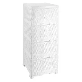 Комод 4-х секционный плетеный, люкс, белый