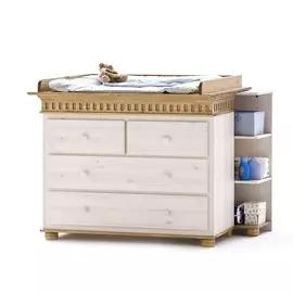 Комод детский для пеленания Хельсинки, белый воск/антик, с надстройкой (1,066*0,95*0,5)