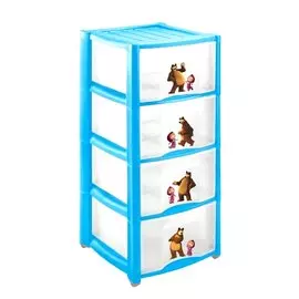 Комод детский с апликацией Маша и Медведь 4 ящика 4313796