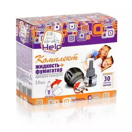 Комплект КОМАРОВ HELP от комаров (фумигатор+ жидкость 30 ночей, инсектицидная)