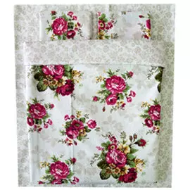 Комплект постельного белья Евро поплин (полный) Крупный цветок на бежевом (651) Бежевый цветок (651)