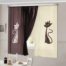 комплект штор для кухни 87351 кэти 480*180 венге/молочный