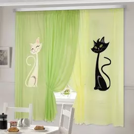 комплект штор для кухни 92331 кэти 480*180 фисташковый/лимонный