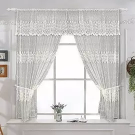 комплект штор для кухни авилес 29438 150*180/2шт/300*45см с подхватами крем золото