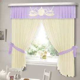 комплект штор для кухни чаепитие 31367 сиреневый 140*180-2шт/280*40/подхваты