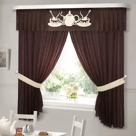 комплект штор для кухни чай вдвоём 31443 венге 230*180-2шт/380*40/подхваты