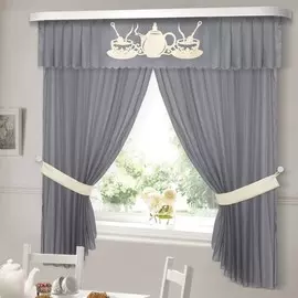 комплект штор для кухни чай вдвоём 31448 серый 230*180-2шт/380*40/подхваты