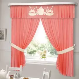 комплект штор для кухни чай вдвоём 31450 коралловый 230*180-2шт/380*40/подхваты