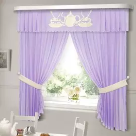 комплект штор для кухни чай вдвоём 31452 сиреневый 230*180-2шт/380*40/подхваты