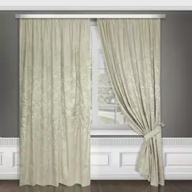 комплект штор классика 90406 200х270*2/2 жаккард ваниль/мята на крючках