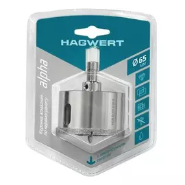 Коронка 65мм алмазная с центрирующим сверлом по керамограниту и керамике "Hagwert" 576265