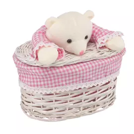 Корзина бельевая 260*150*160 "Медвежонок розовый" Natural Hause белый EW-34 XS