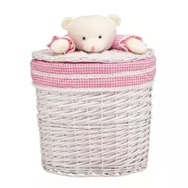 Корзина бельевая 410*300*400 "Медвежонок розовый" Natural Hause белый EW-34 M