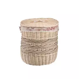 Корзина бельевая овальная "Цветы Ободок", 50L*40W*57H, молочный