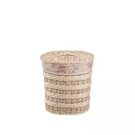 Корзина бельевая овальная "Цветы Роза", 39L*27W*45H, молочный